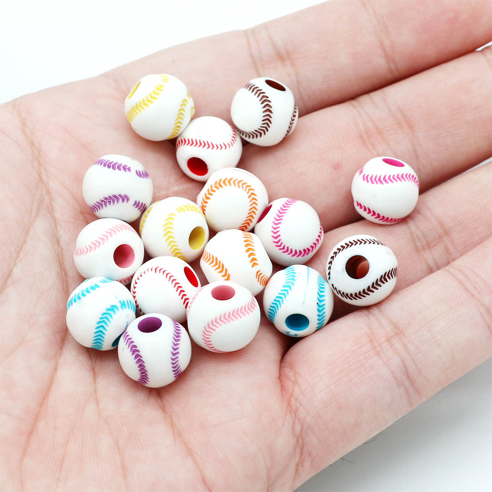 楽天市場】[穴開き 4mm用] 12mmカラフルベースボールアクリルビーズ/5