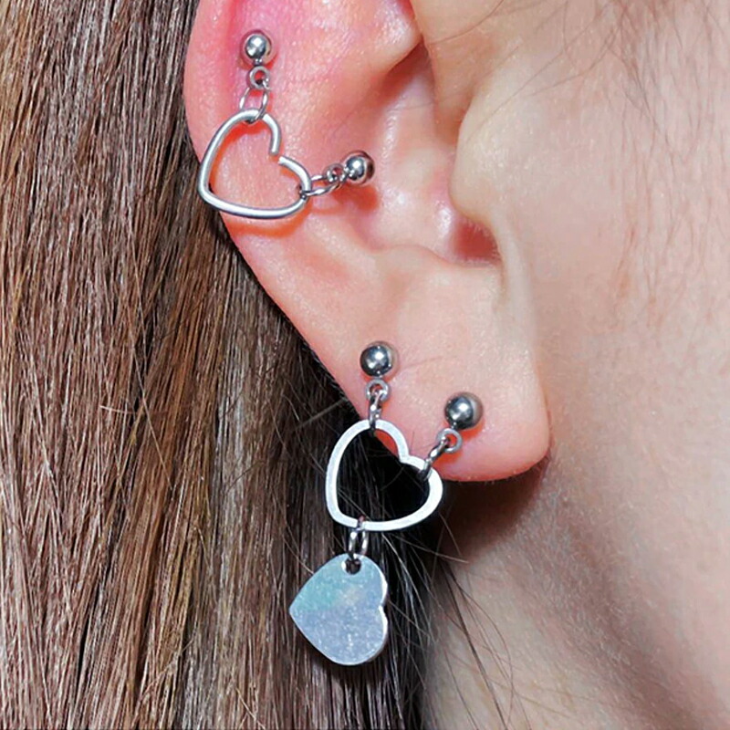 楽天市場】[ 18G ボディピアス ] ハートインハートダブルバーベル