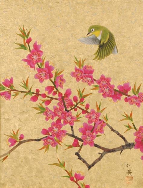 楽天市場】梅 絵画 花 メジロ 和風 日本画 田村仁美 「春の日差しに