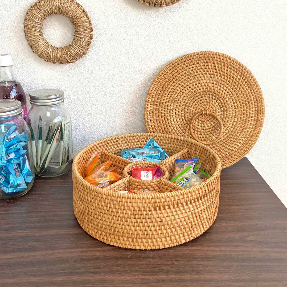 楽天市場】籐 お菓子入れ お菓子収納 バスケット かご ラタン お菓子