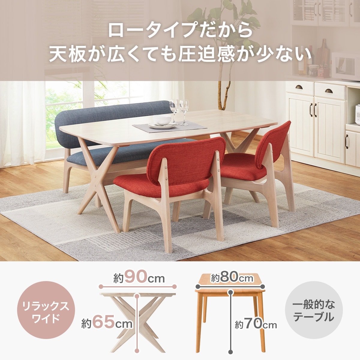 楽天市場】リビングダイニングテーブル3点セット(LDリラックスワイド