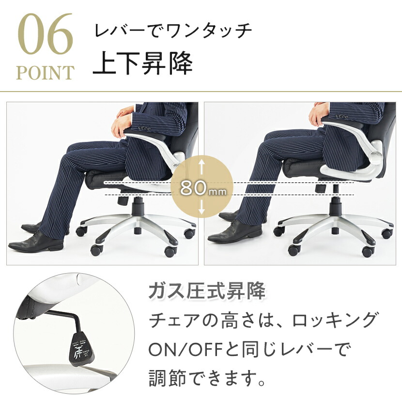 楽天市場】オフィスチェア 社長椅子 レクアスチェア 可動肘 ハイバック