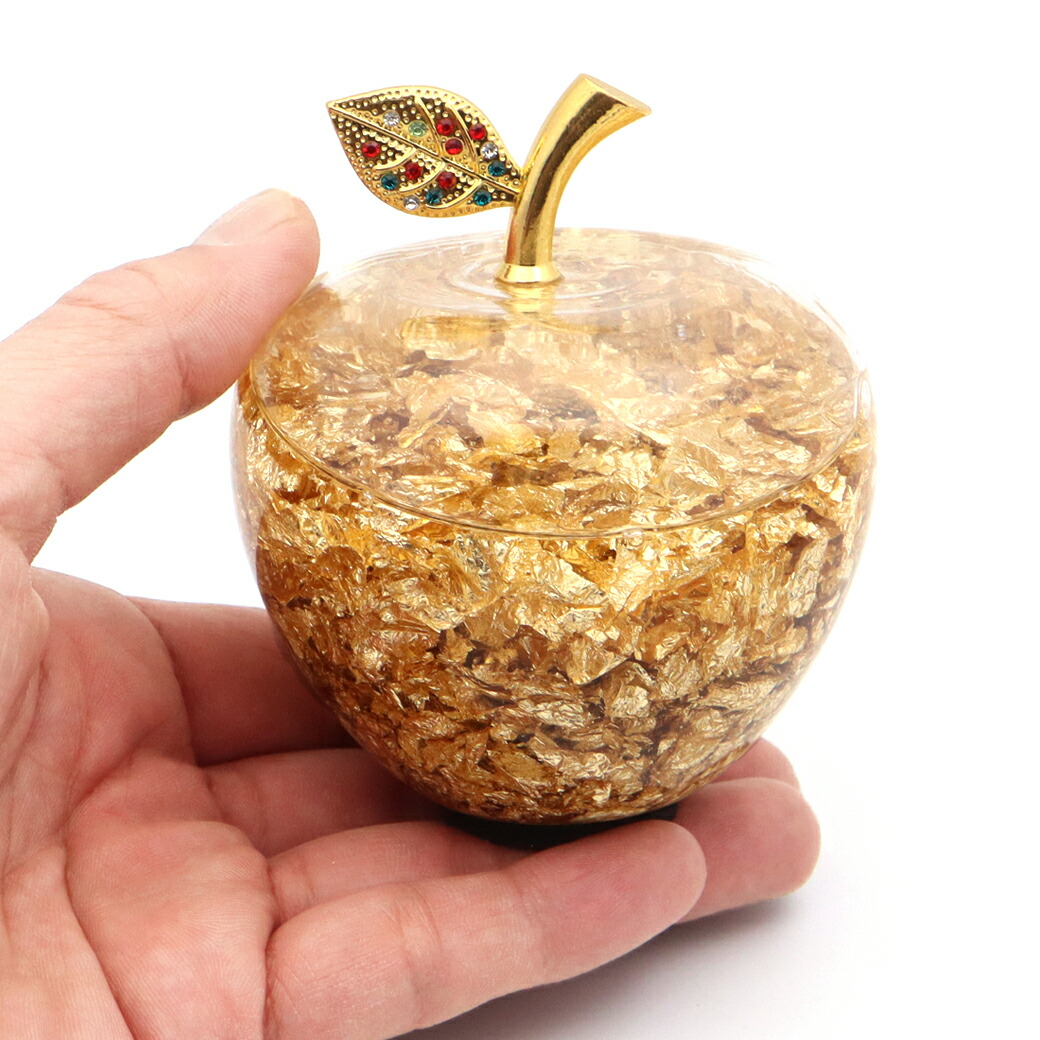 楽天市場】黄金 りんご 置物 金箔入り ゴールデンアップル 幸運 ガラス