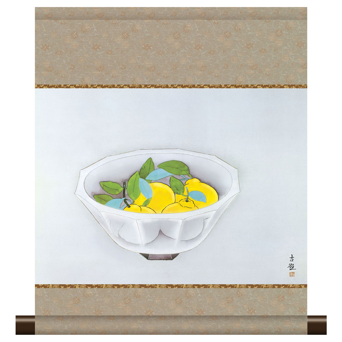 小林古径 「柿」清水光芸社 古裂会 限定品1/50 額装73x56㎝ 小林古径