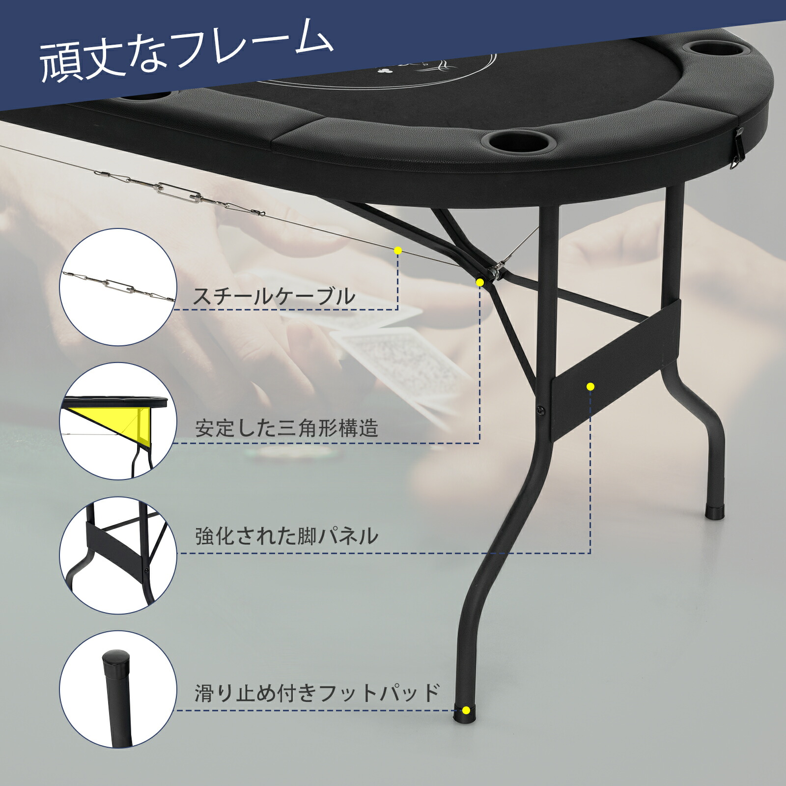 楽天市場】COSTWAY ポーカーテーブル 8人用 折りたたみ ポーカーマット