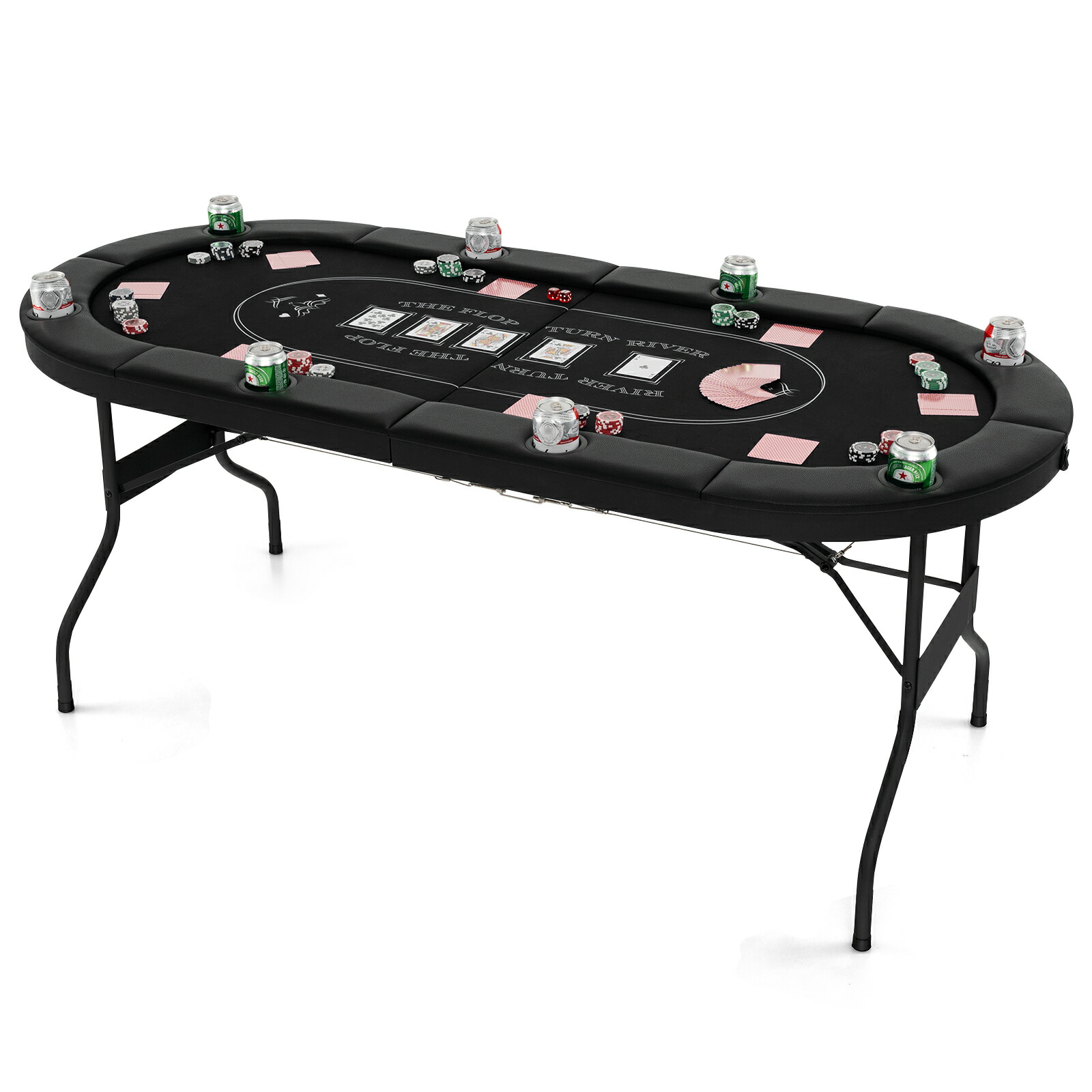 楽天市場】COSTWAY ポーカーテーブル 8人用 折りたたみ ポーカーマット