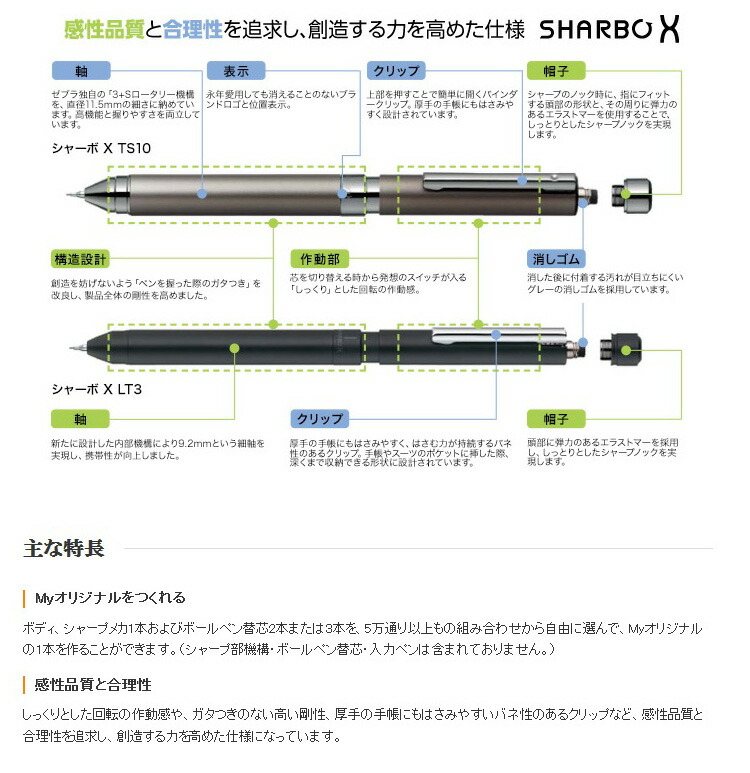 楽天市場】ゼブラ シャーボX CB8 ボディのみ (ボールペン2色＋シャープ