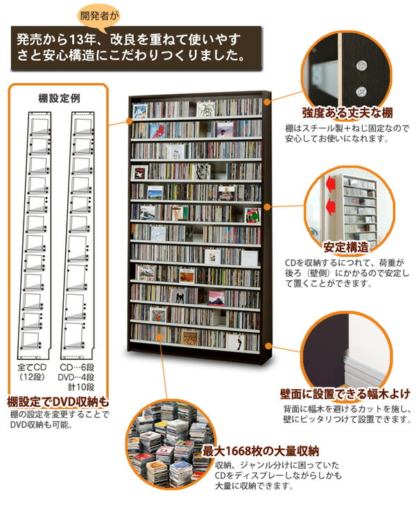 楽天市場】幅139.2cm CD695枚収納 コレクター仕様CDラック 木製 大