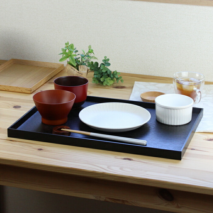 楽天市場】トレー 木製 黒スリうるし 【45cm】 長角膳 名入れ可能
