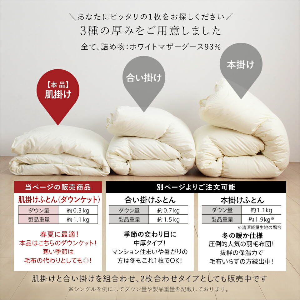 楽天市場】ダウンケット マザーグース 羽毛 洗える 肌掛け布団
