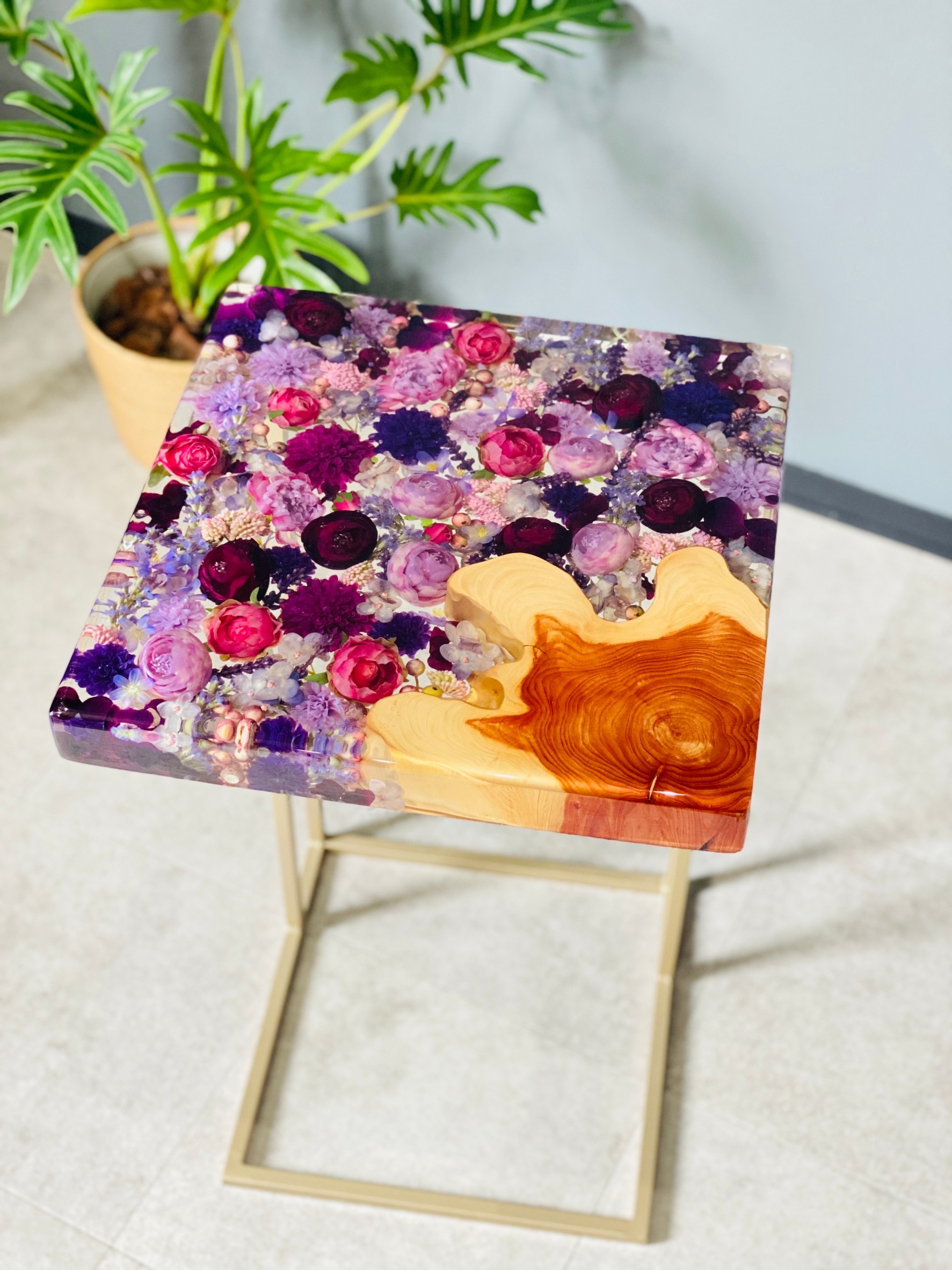 楽天市場】【レジンテーブル】フラワー サイドテーブル 35cm×35cm×H4
