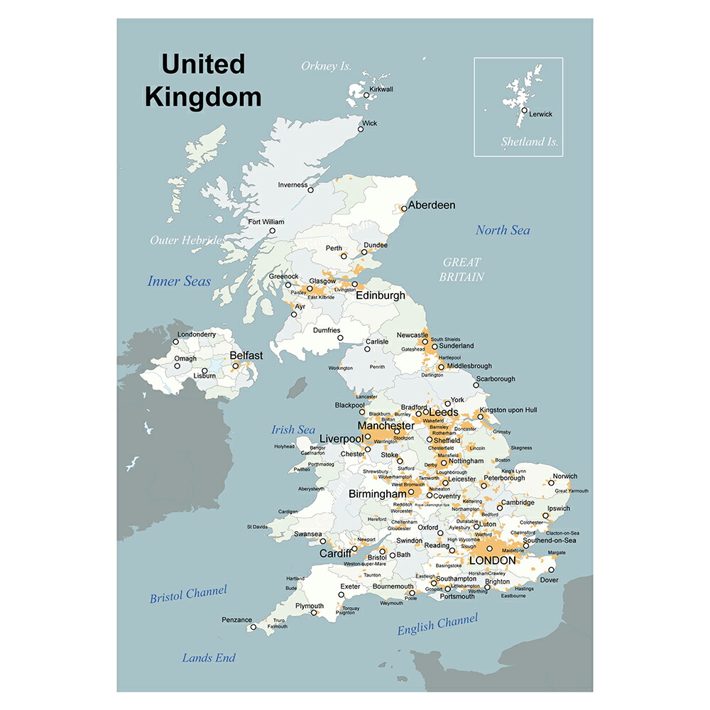 楽天市場】イギリス地図ポスター 英語版 world map england インテリア