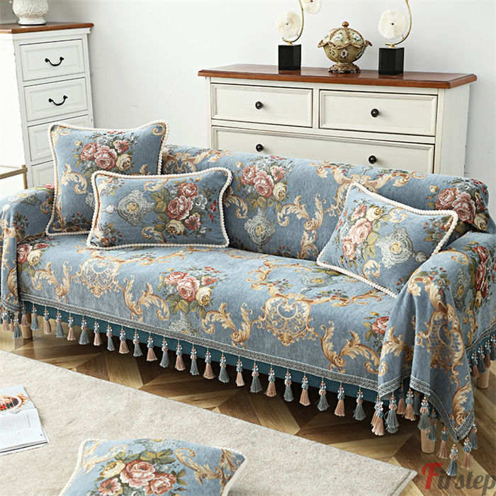 楽天市場】【190*300cm】ソファーカバー 3人掛け 上品 花柄 タッセル