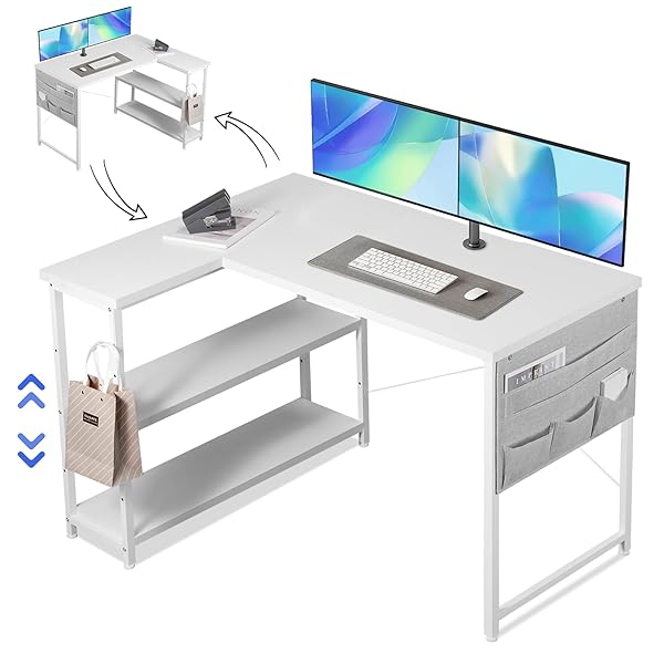 楽天市場】YeTom l字デスク 机 pcデスク ゲーミングデスク 右棚左棚 幅