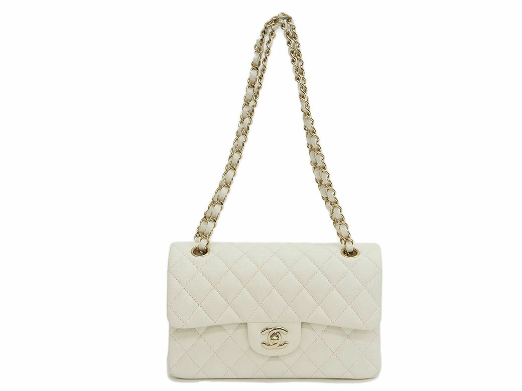 ノベルティ CHANEL チェーン ホワイトバッグ キャビアスキン CHANEL