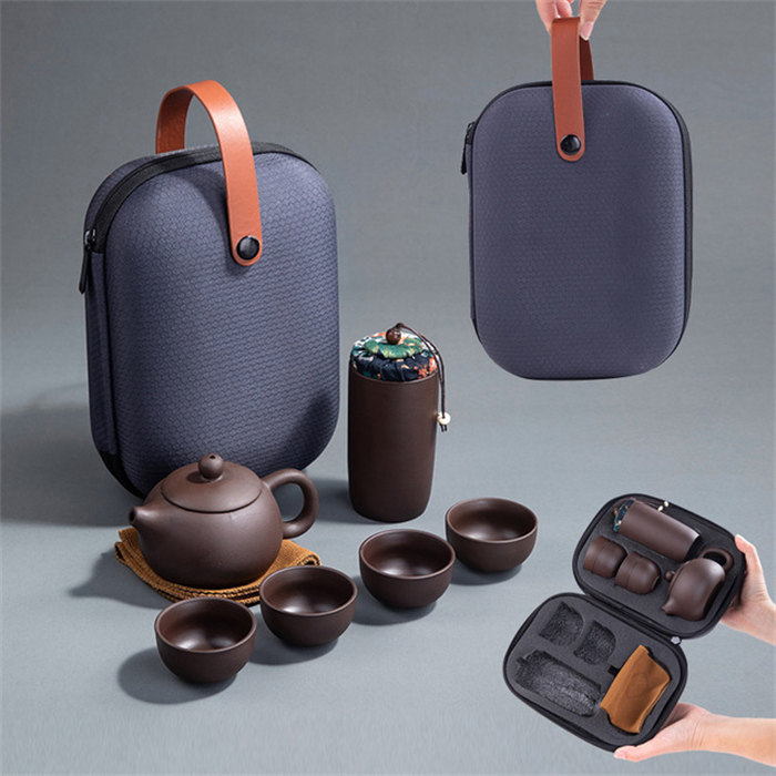 楽天市場】携帯用茶器セット 茶芸 陶器 旅行 収納バッグ付き カンフー