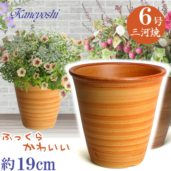 楽天市場】丈夫で長持ち 植木鉢 陶器 小春 オレンジ サイズ 6号 19cm