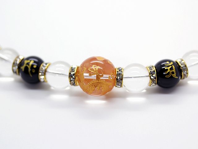 楽天市場】金彫龍 水晶 18mm 梵字 オニキス 天然石 数珠 ネックレス