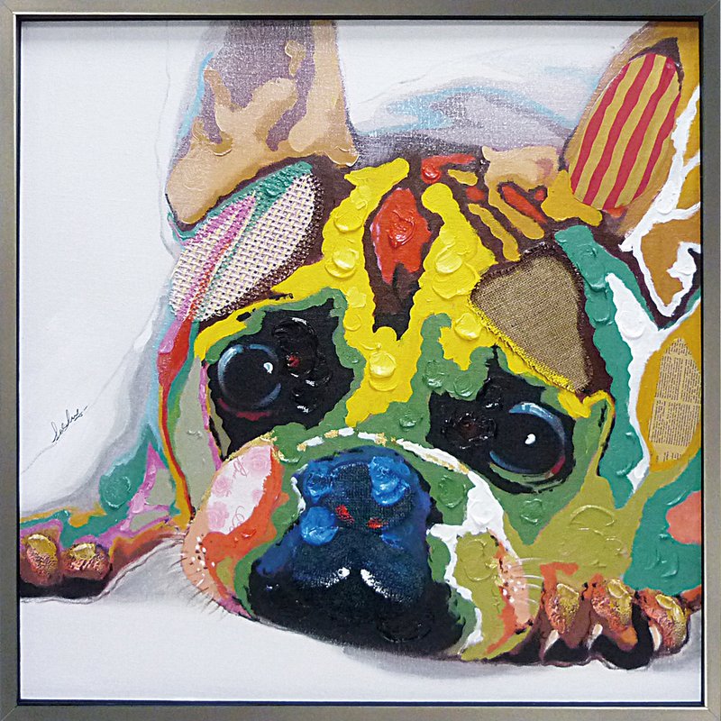 楽天市場】絵画 アート カラフル ブルドッグ/インテリア 額入り 額装込