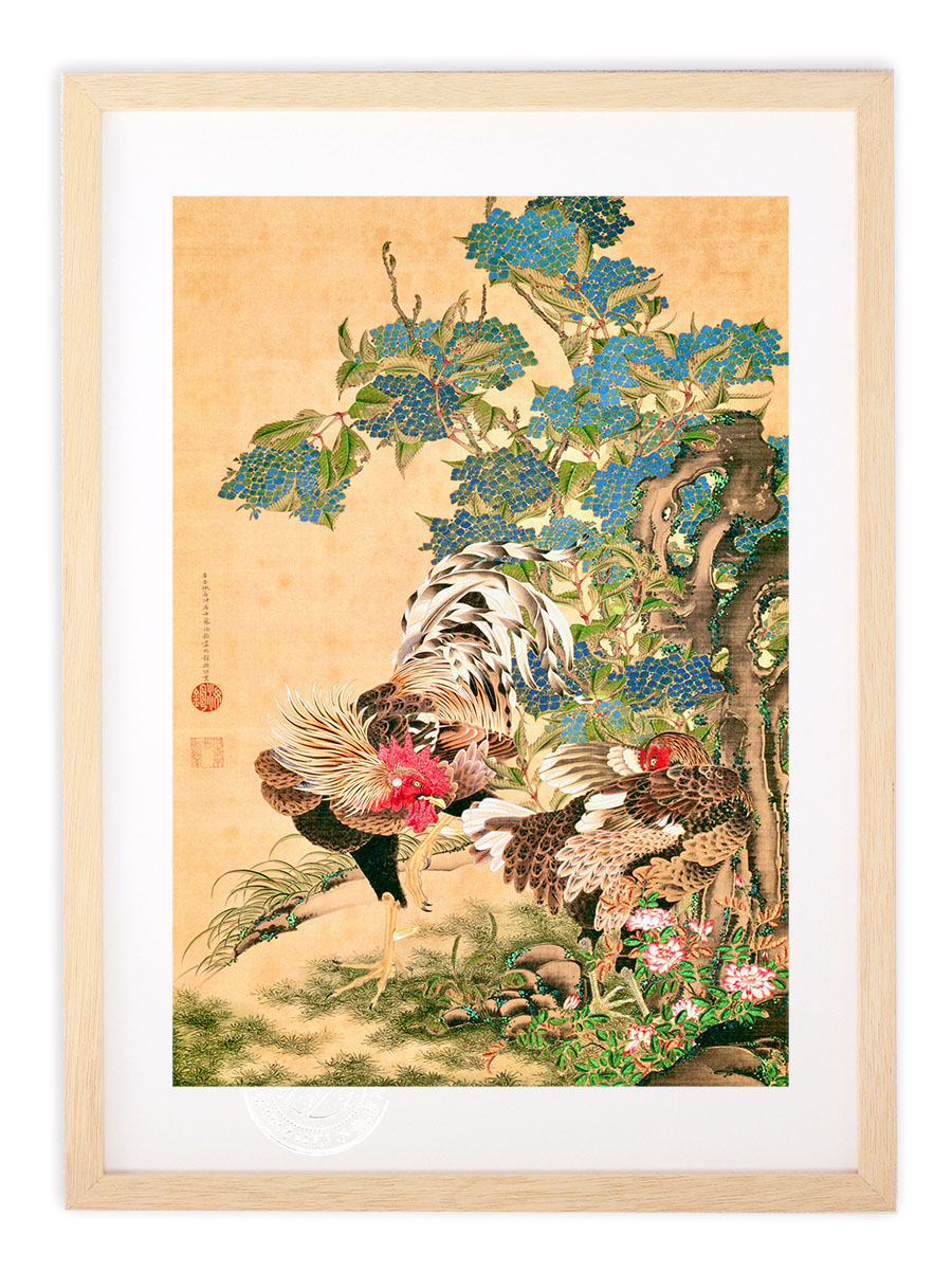 楽天市場】版画 絵画 名画 日本画 紫陽花双鶏図 (あじさいそうけいず