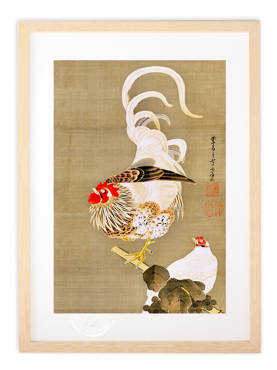 楽天市場】版画 絵画 名画 日本画 葡萄双鶏図 (ぶどうそうけいず