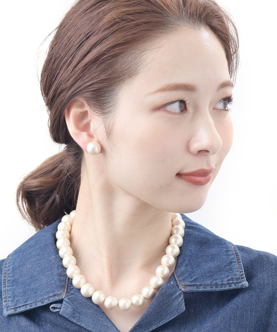 楽天市場】ノンホールピアス コットンパール 14mm 一粒 樹脂イヤリング