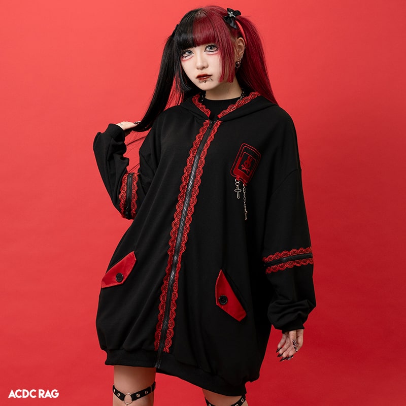 楽天市場】PUNKYバニー ウサミミパーカー RED パーカー 長袖 原宿 原宿
