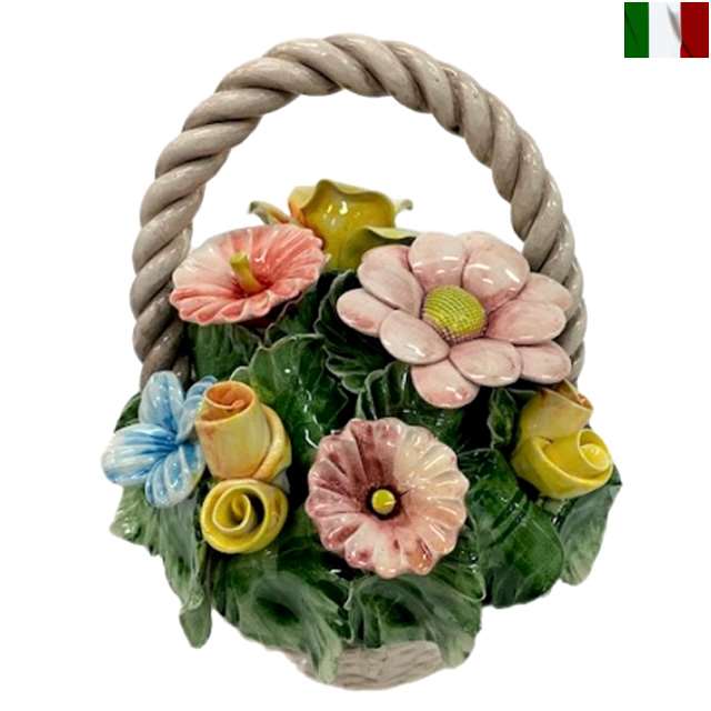 イタリア 陶花 置物 約24×20×20cm イタリア 陶花 置物 約24×20×20cm