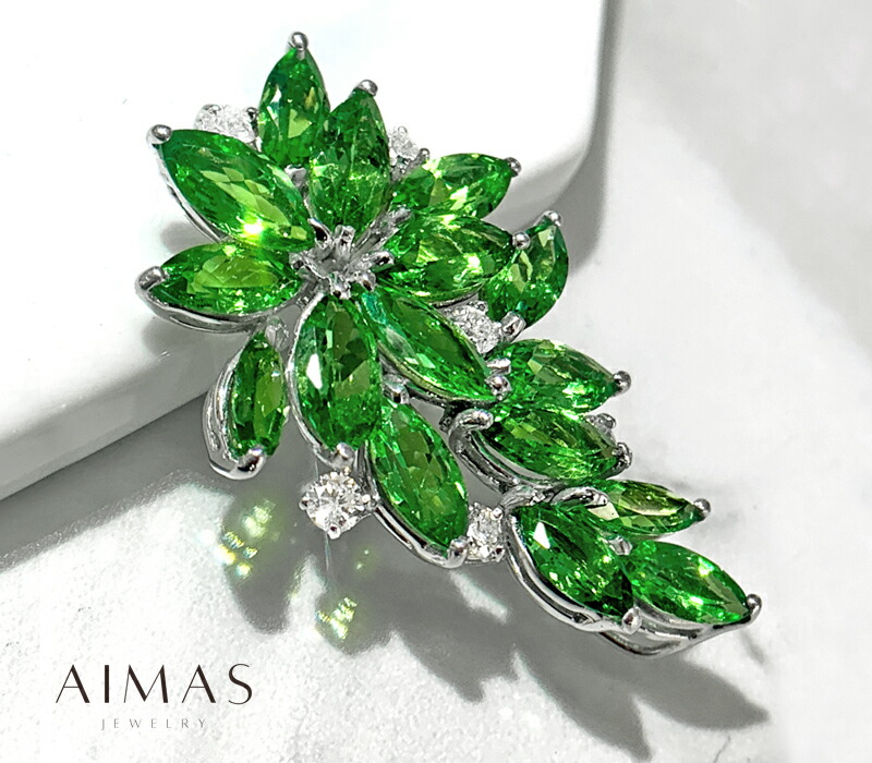 楽天市場】グリーンガーネット 6.75ct ペンダントトップ K18WG