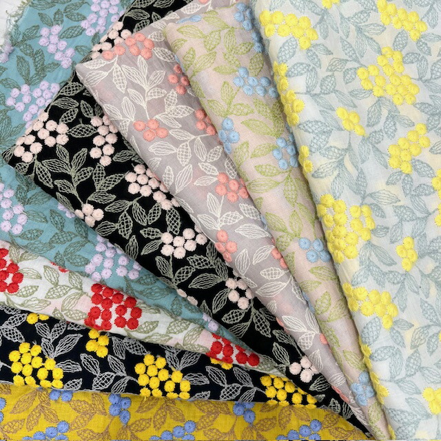 楽天市場】ローン生地 コットン 綿100% 刺繍 生地 花柄 ミモザ柄 布 綿