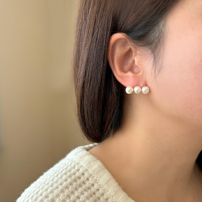 楽天市場】一粒ネックレスプレゼント☆ K18YG あこや真珠 3連 ライン