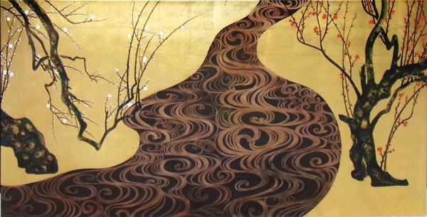 楽天市場】漆絵 狩野貞信の名作_桜花雉子図(おうかきじず) 襖20面の内