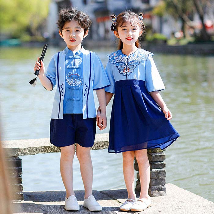 楽天市場】子ども服 男の子 上下セット 中華風 漢服 半袖 刺繍
