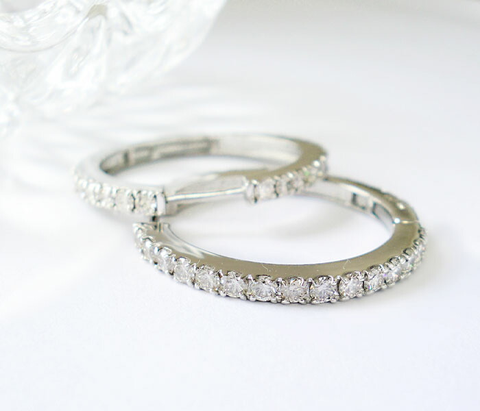 楽天市場】Pt900 フープ ピアス 中折れピアス ダイヤモンド 2.00ct