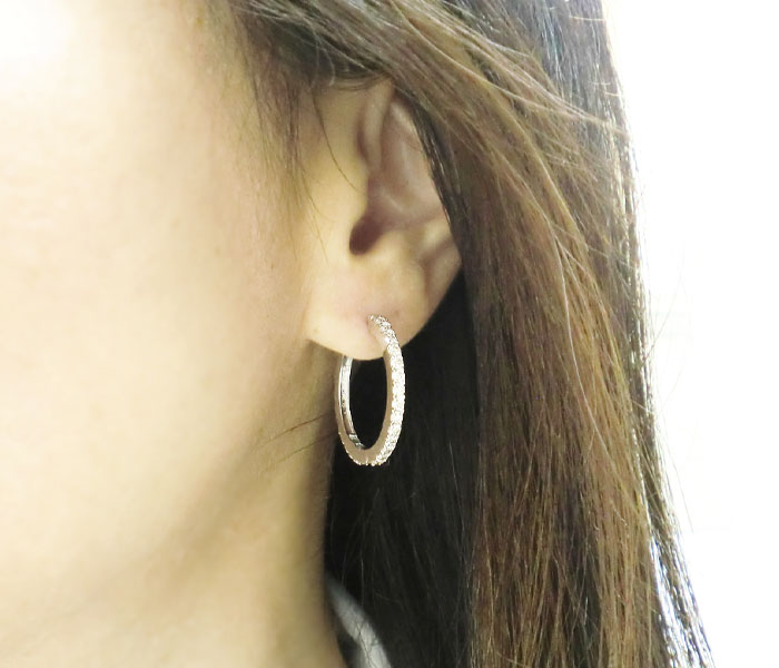 楽天市場】Pt900 フープ ピアス 中折れピアス ダイヤモンド 2.00ct