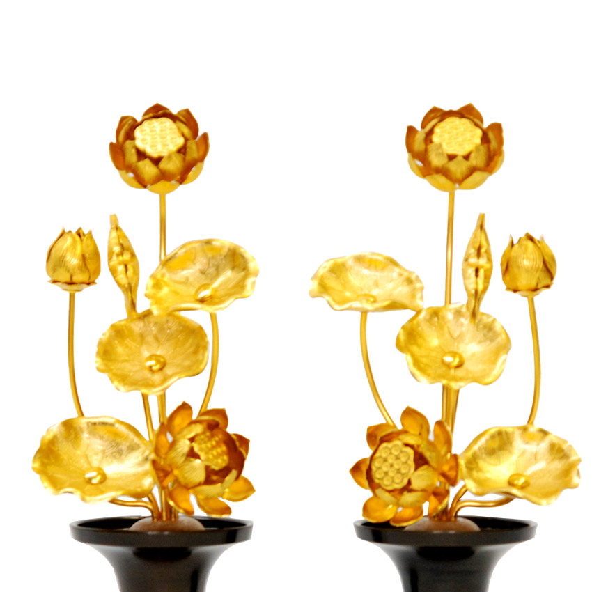 楽天市場】小常花 【アルミ製】 5号7本立 (1対) 金色 ( 花立 別売)/小