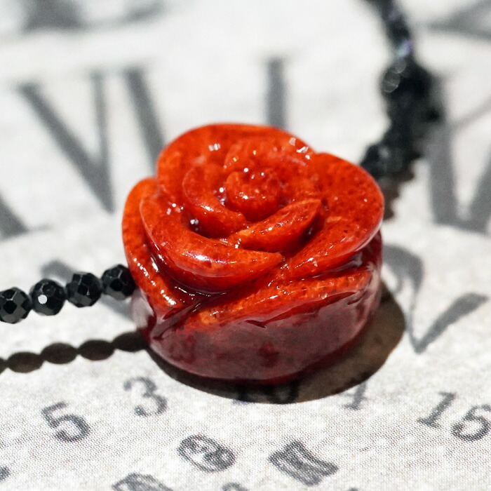 楽天市場】天然 サンゴ 薔薇 ネックレス 珊瑚 スピネル 天然石 3月