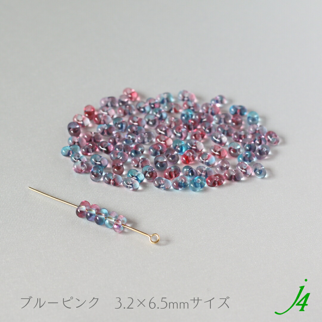 楽天市場】【ガラス ファルファーレビーズ 3.2x6.5mm ブルーピンク