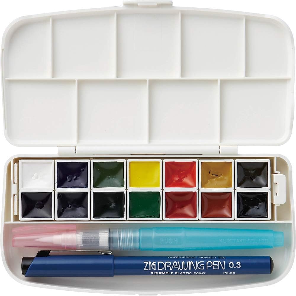 楽天市場】呉竹(Kuretake) 絵の具セット 透明水彩セット フィス KG301