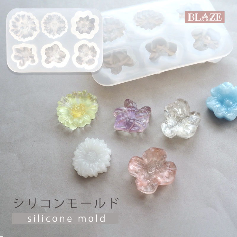 楽天市場】シリコンモールド フラワー 6種 花 3D 小花 レジン シリコン