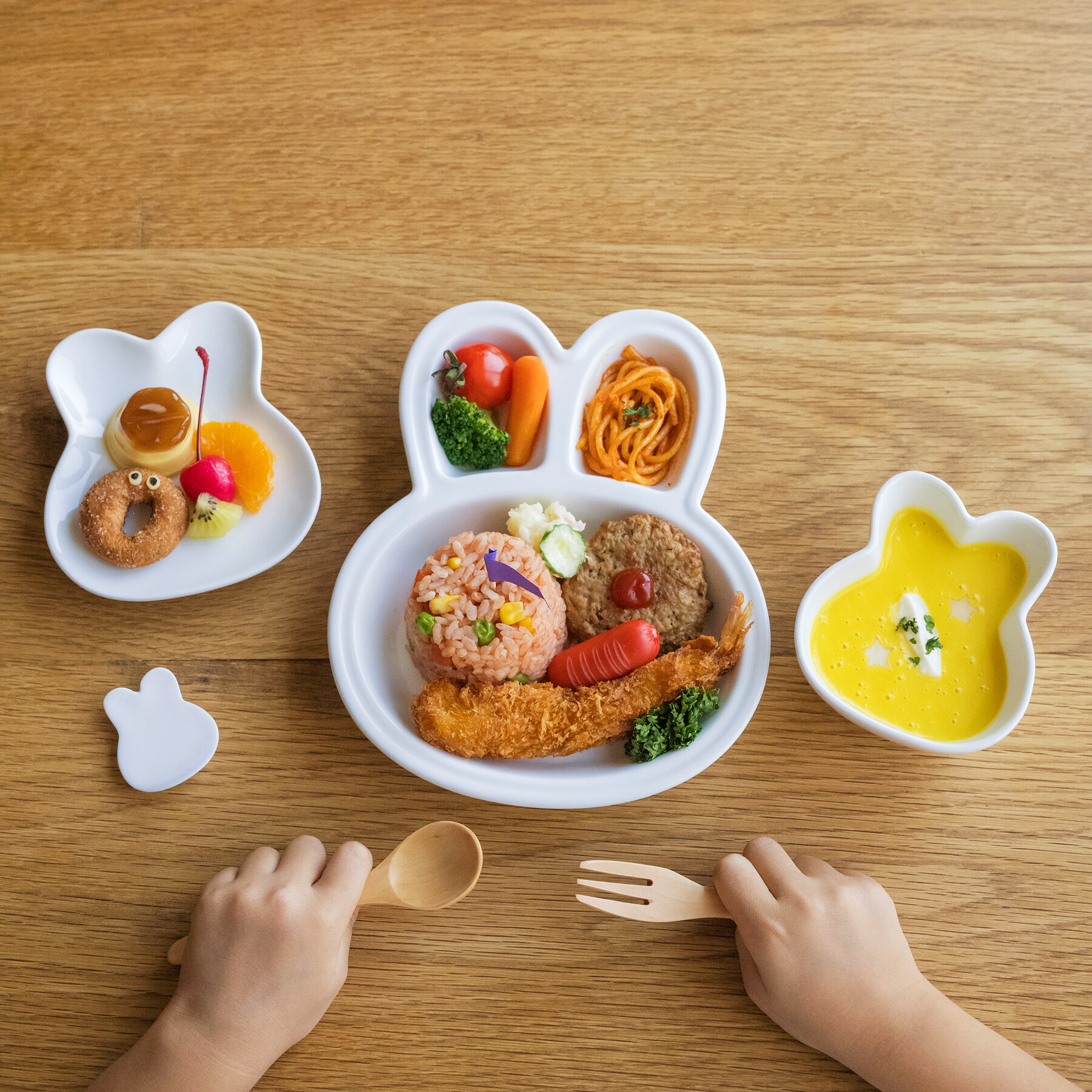 楽天市場】5枚SET ランチプレート うさぎ 陶器 子供 キッズ ベビー