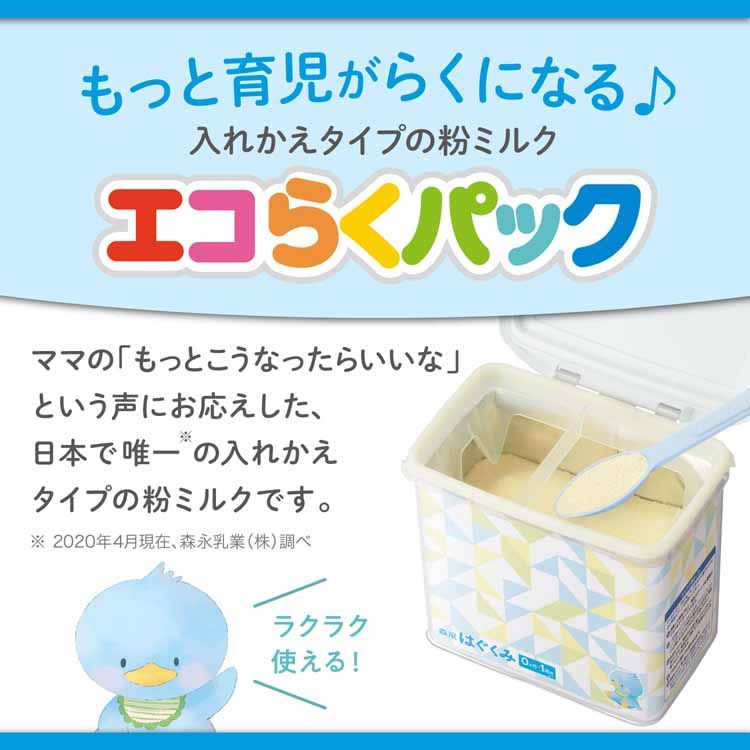 楽天市場】粉ミルク エコらくパック はじめてセット はぐくみ 森永