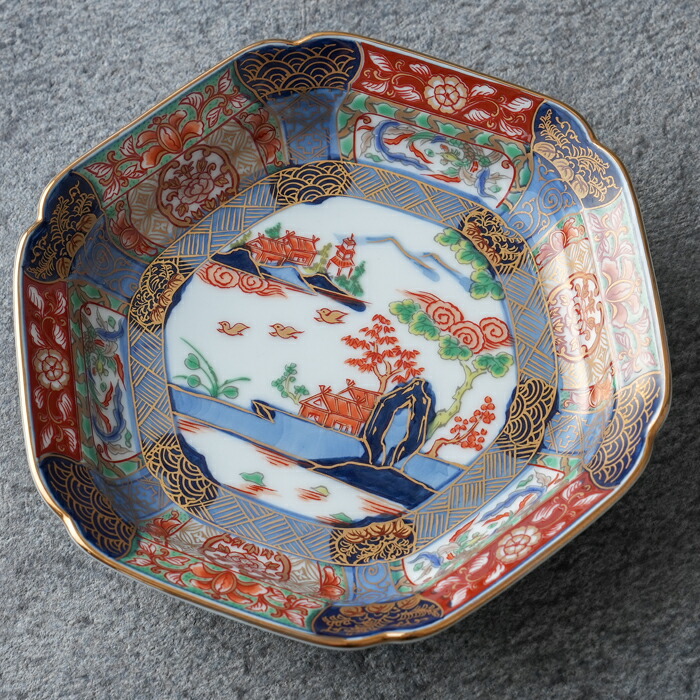 楽天市場】有田焼 復刻古伊万里 錦色絵六角焼皿14cm 【送料無料】 日本