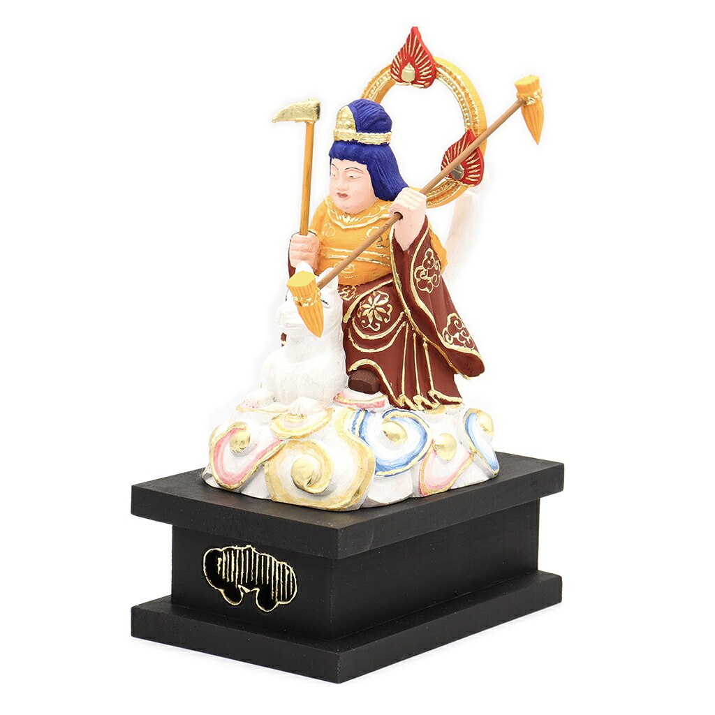 楽天市場】仏像 稲荷大明神 騎狐像 総高23cm 桧木彩色 お稲荷さん お