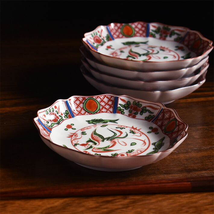 楽天市場】九谷焼 豆皿 セット（ 径約 13cm ） 赤絵鳳凰（ 和食器 小皿