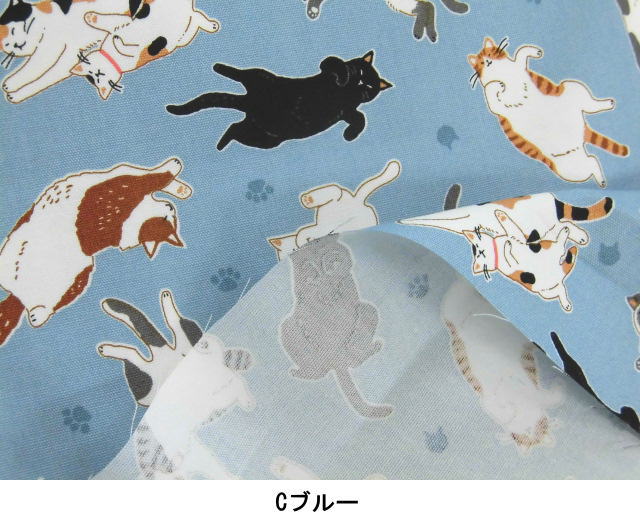 楽天市場】新入荷 コットン オックス 生地 布 のんびりネコ へそ天