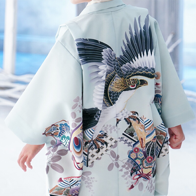 楽天市場】七五三 着物 男の子 セット 袴 ミント モカ 鷹 羽織袴セット
