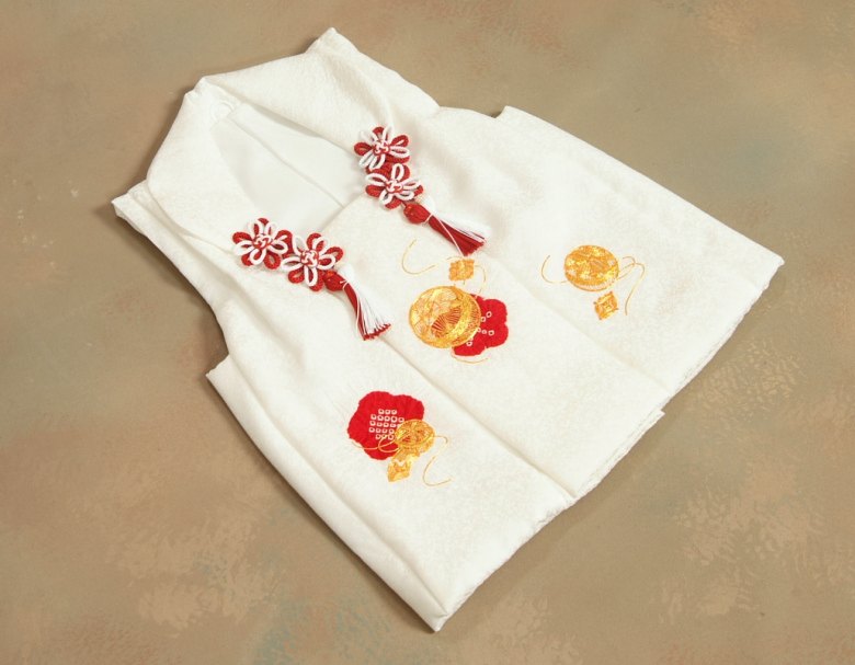504agu4□七五三 三歳 女の子 着物&被布 金駒刺繍 絞り染め□状態良好