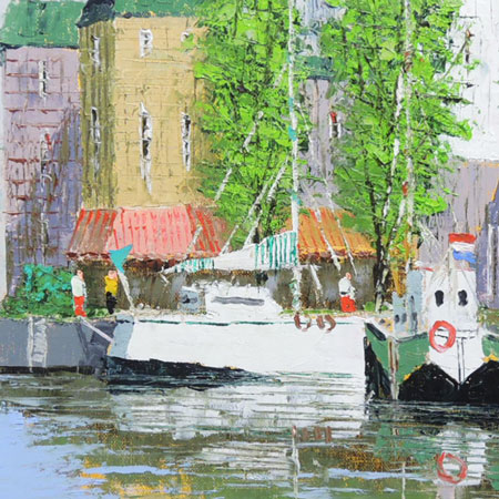 楽天市場】絵画 油絵 運河のある街（アムステルダム） （黒沢久） 送料