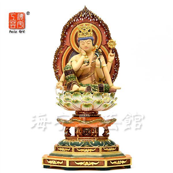 楽天市場】木彫り仏像 【如意輪観音菩薩】 桧木彩色仕上げ 総高31cm